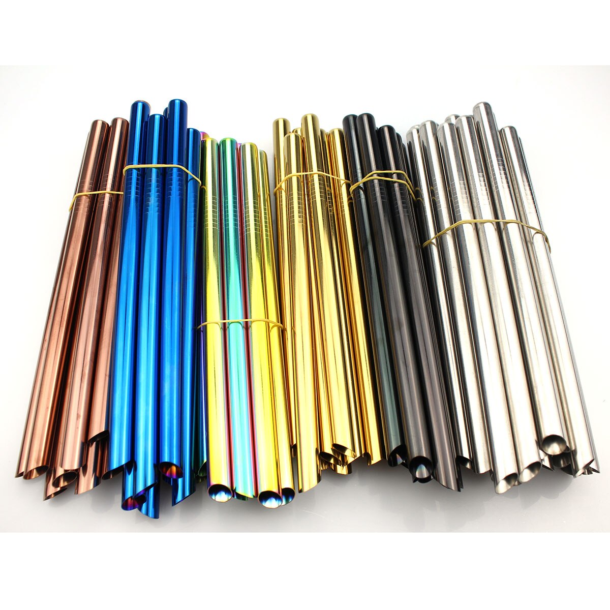 5/10pcs 12mm Reusable Pointed-End Drinking Straw Stainless Steel Drink Pearl Milkshake Fat Bubble Tea Straws Cocktail Party