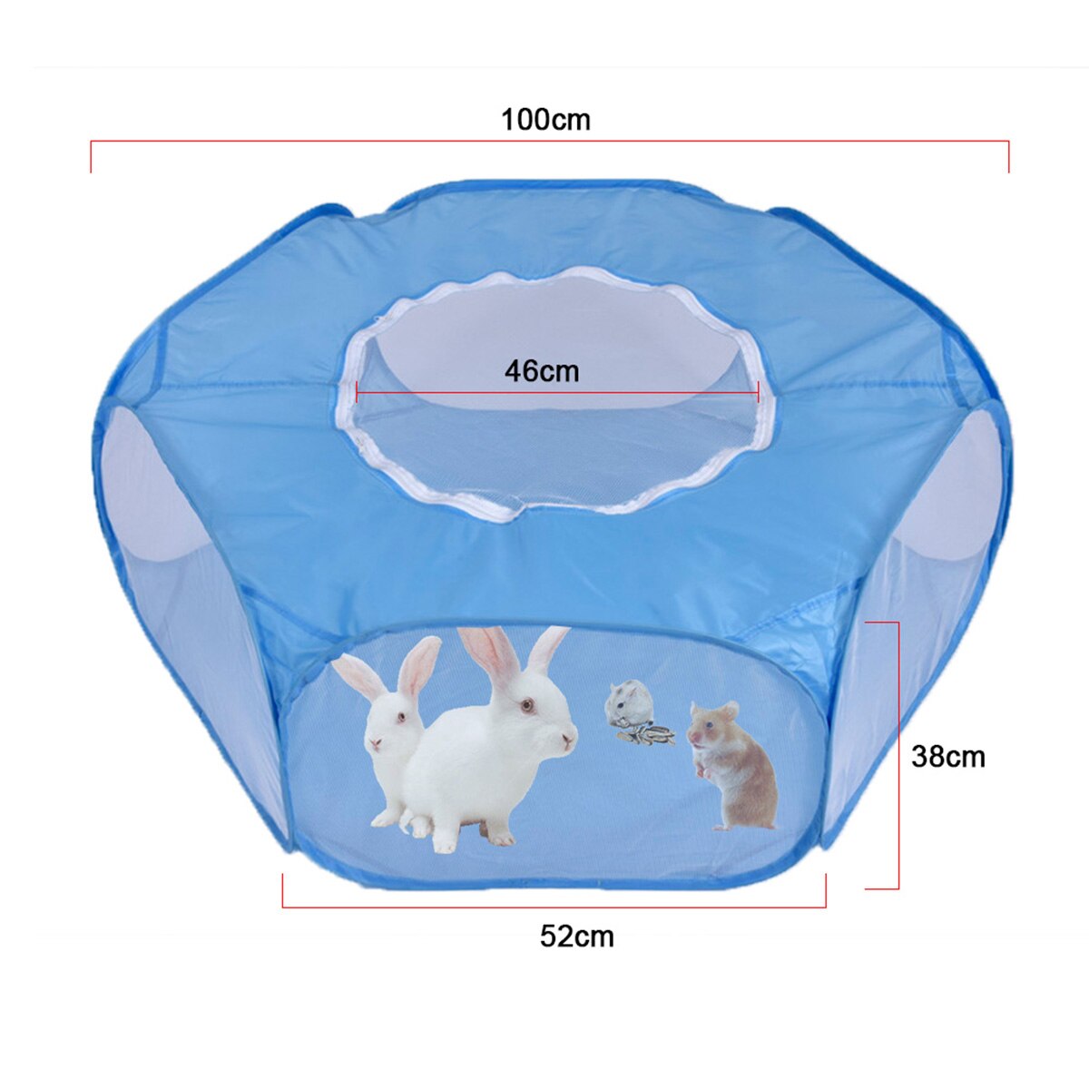 Newest Small Animal Cloth Fence Foldable Waterproof Pet Fence Cat and Dog with Sunroof Tent (Sky blue / Black)