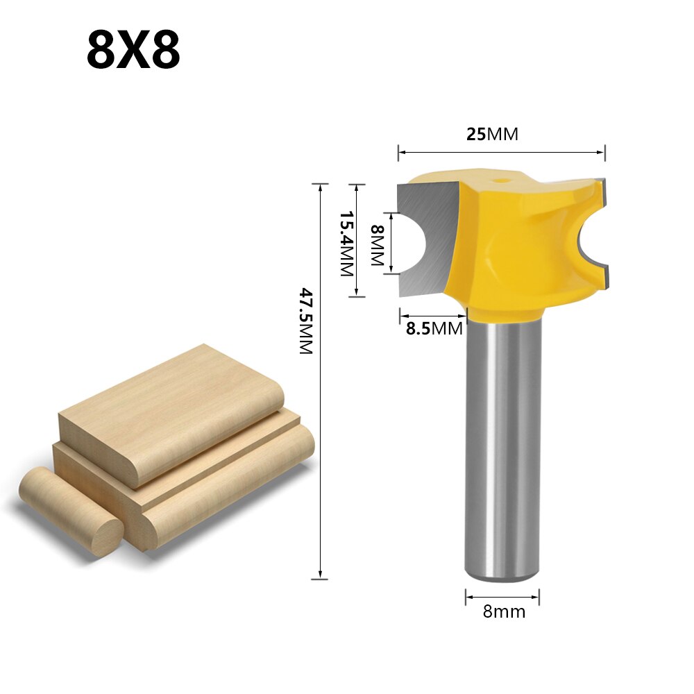 Brocas de corte lateral, vástago de 8mm, para carpintería, medio redondo, 1 ud.: 8X8