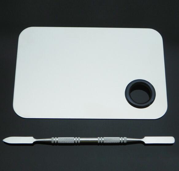 Stainless Steel Makeup Mixer Nail Art Polish Mixing Plate Foundation Eyeshadow Eye Shadow Mixing Palette + Spatula Various Shape: Orange
