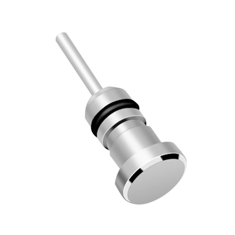 Headphone Jack Dustproof Accessories Charging Ports Protector Anti Dust Plug Portable Metal Dust Stopper Card Retrieve: Silver
