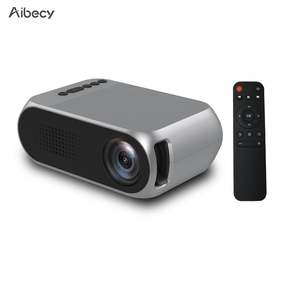Aibecy  yg320 mini bærbar ledet projektor 1080p understøttet 600 lumen multimedie hjemmebiograf videoprojektor afspiller fjernbetjening