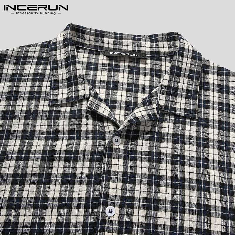 Men Plaid Sleep Robes INCERUN Casual Long Sleeve Lapel Leisure Bathrobes Loose Button Comfortable Nightgown Homewear 5XL