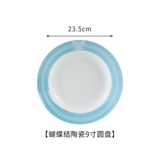 Blau spitze bogen-knoten Rosette Knochen China flache platte tiefe schüssel platte Weiß porzellan Hochzeit Geburtstag Präsentieren: 23.53