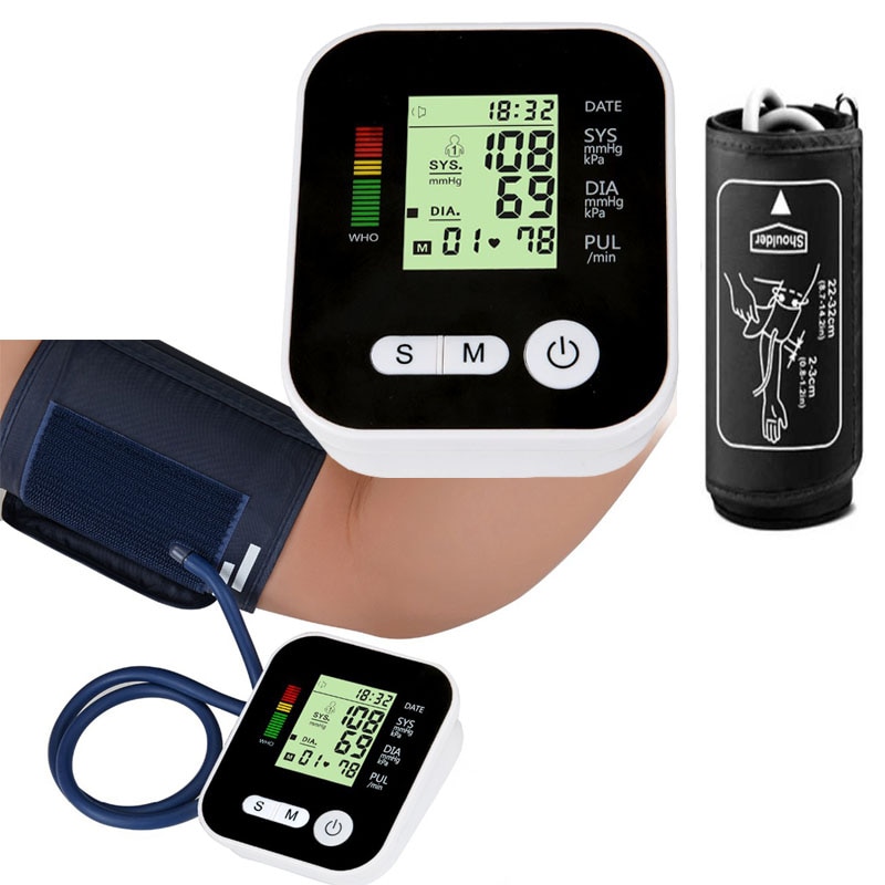 Hjemmesundhedspleje automatisk digital lcd overarm blodtryksmåler hjerteslag manchet monitor maskine tonometer til måling