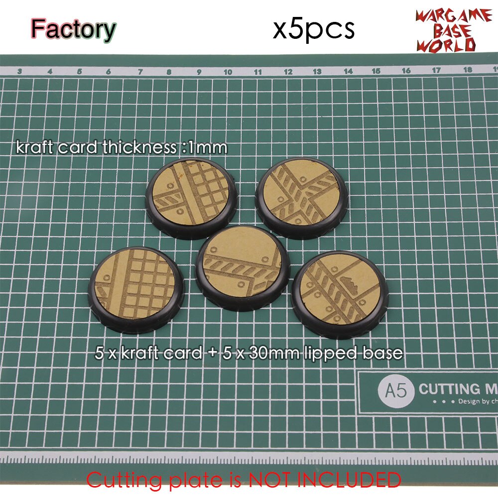 Kraft Card Texture Bases - 30mm lipped bases - Texture Bases for Warhammer