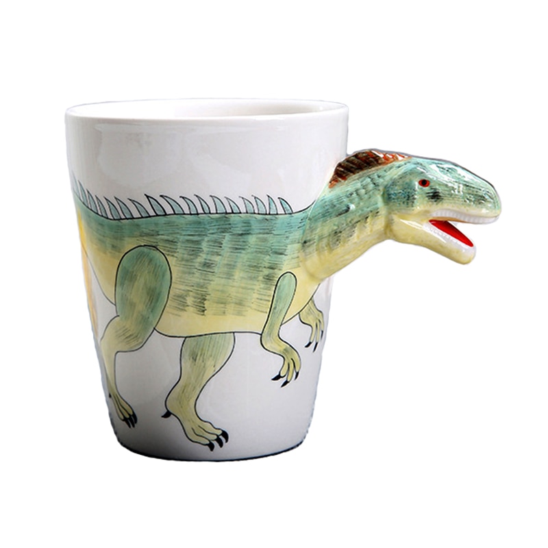350ml dinosaurer keramisk kopp håndmalt dyr kaffekrus 3d tegneserie tyrannosaurus kopp barn melkekopp