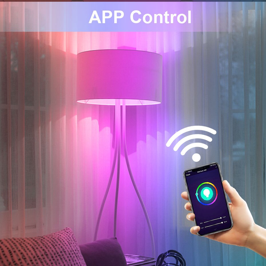 Tuya-bombilla inteligente E27, E14, GU10, Color RGB, 8W, 12W, 18W, regulable con aplicación, Control por voz para Google Home y Alexa