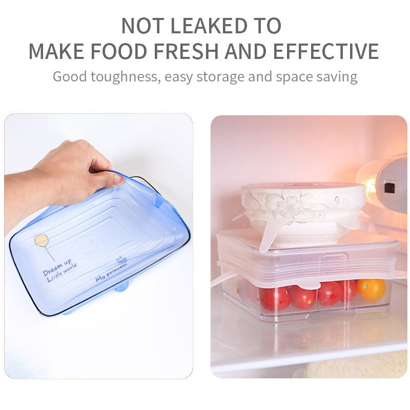 6 stuks siliconen rekdeksels universele siliconen voedselfolie kom pot deksel siliconen deksel pan koken keuken accessoires magische gadgets