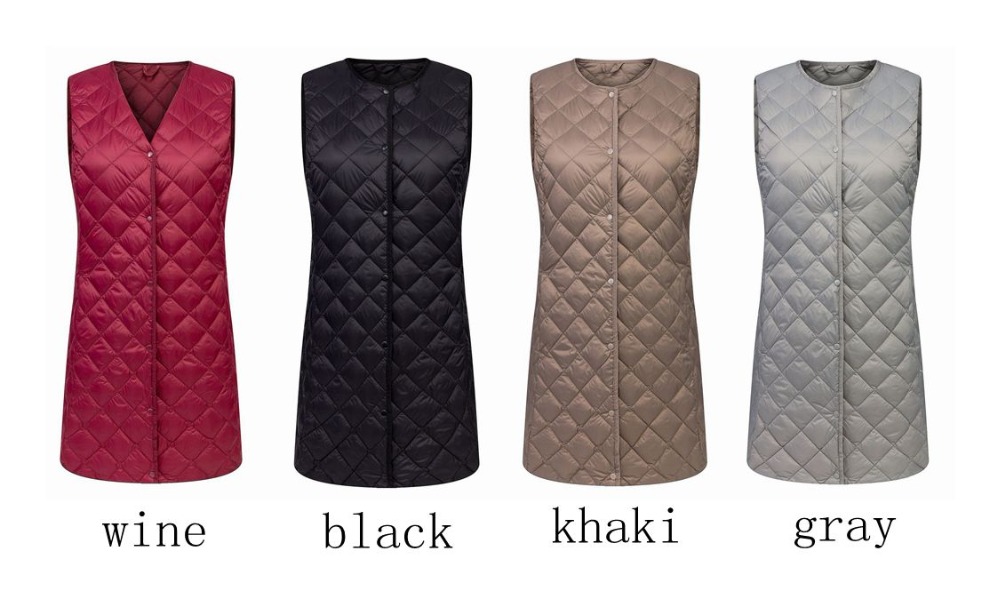 Newbang matte stof lange damesvest ultralicht donsvest damesjas dames slim mouwloos zonder kraag