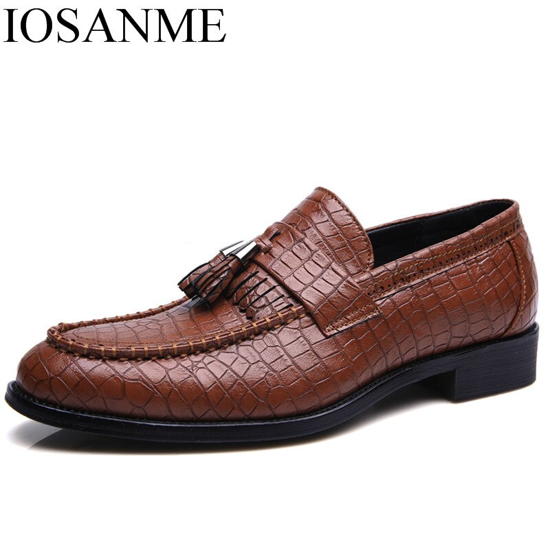 Kwastjes slangenhuid leren herenschoenen italiaans luxe merk kleding herenschoenen feest brogue oxford schoenen voor heren: Oranje / 9