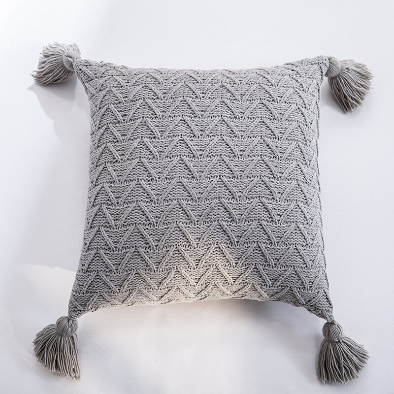 Chenille Breien Sierkussen Kussensloop Zachte Thuis Montage Versieren Huishouden Dirt-Proof Decoratieve Kussensloop Kinderen: Gray light