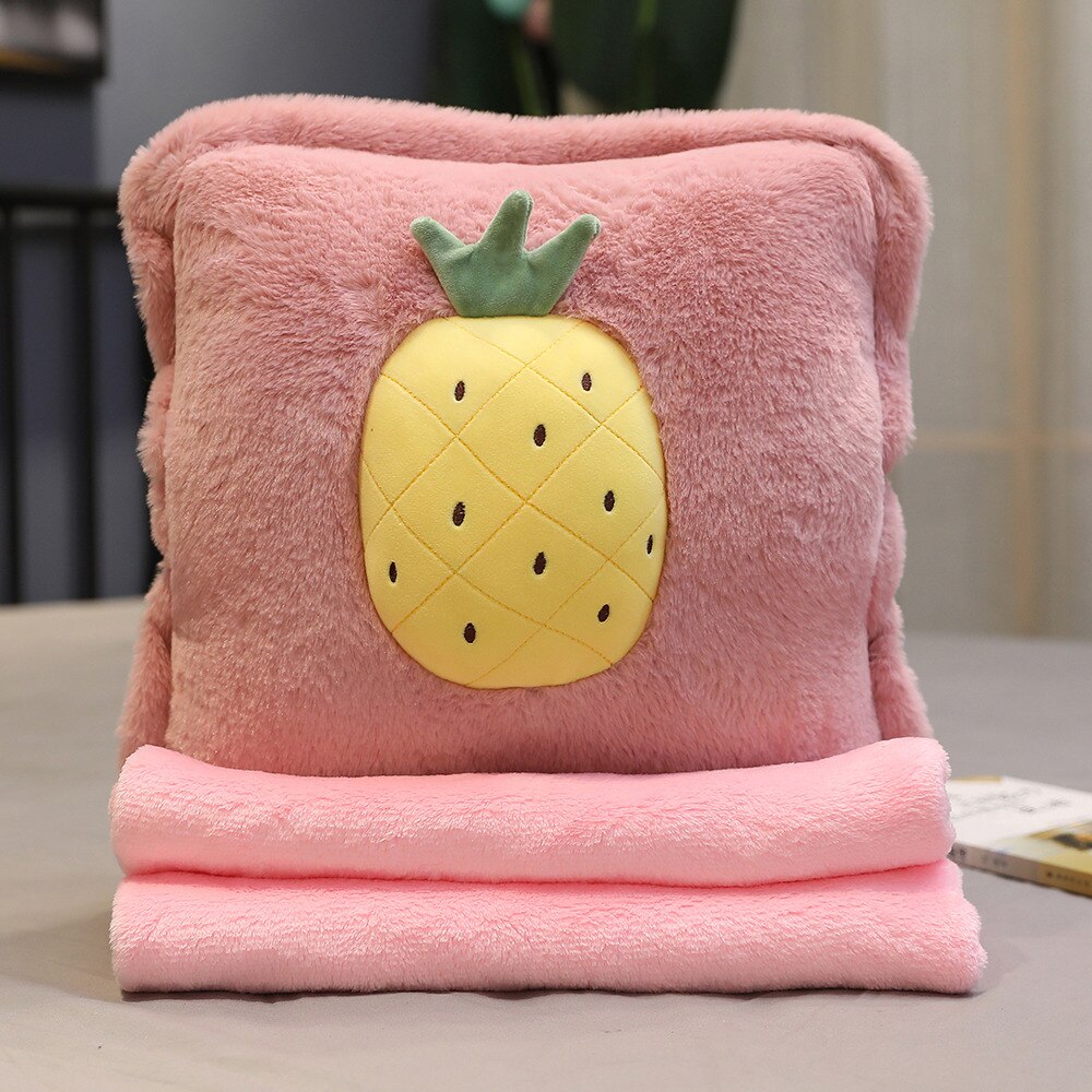 Adorable oreiller en peluche en forme de fruit, carotte, légume, couverture douce 3 in en 1 , kawaii, chaud pour les filles, amoureux, zhz: Ananas 3 in 1