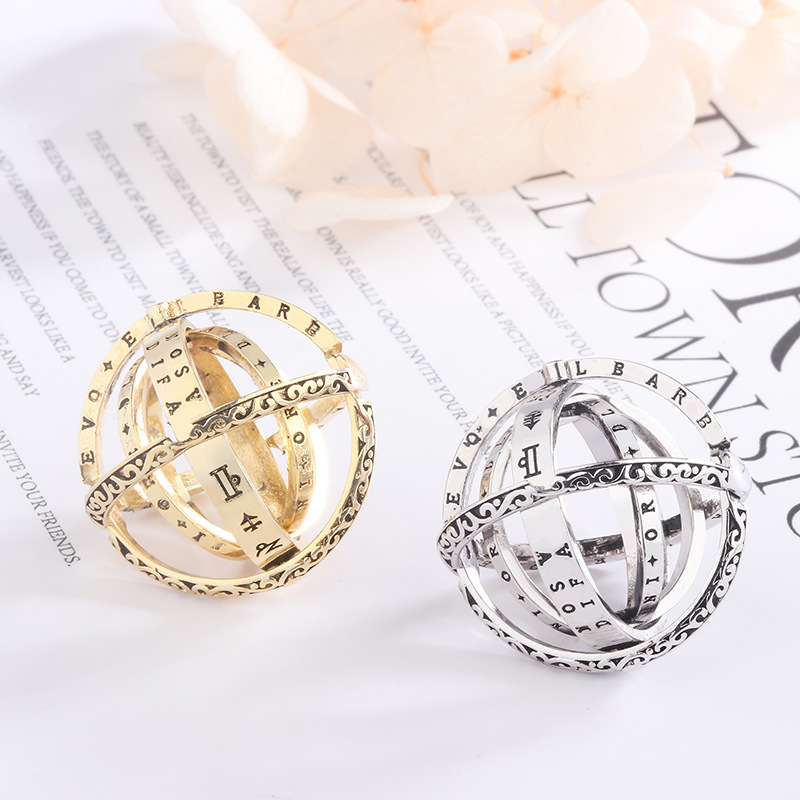 Astronomy Ball Rings Men Openable Rotate Sphere Cosmic Planet letter Ring Women Jewelry 7-12 Size Kольца