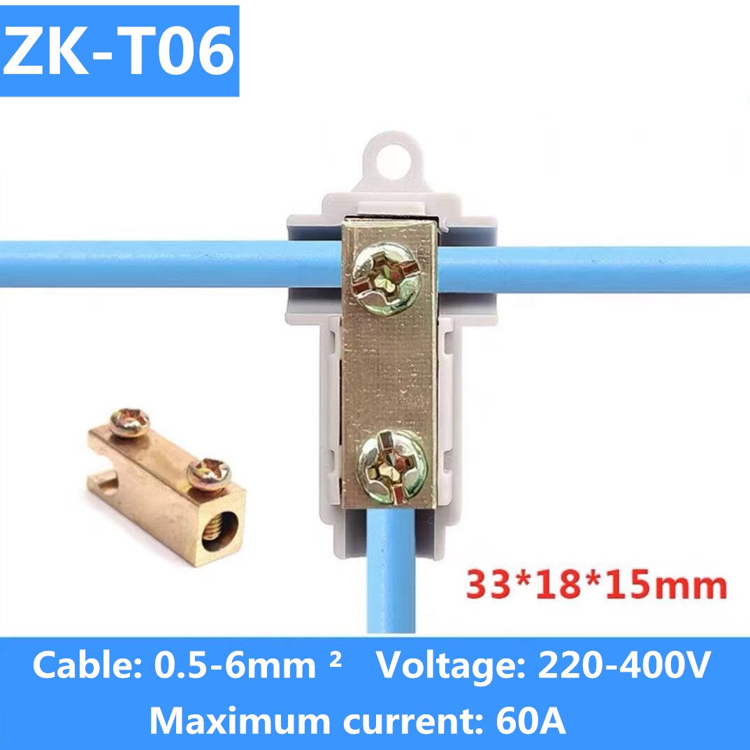Abrazadera Tipo T de alta potencia, sin romper Divisor de cable, derivación de conductor de 3 vías, Conector de terminal rápido, conector cuadrado de 16mm, 1 ud.