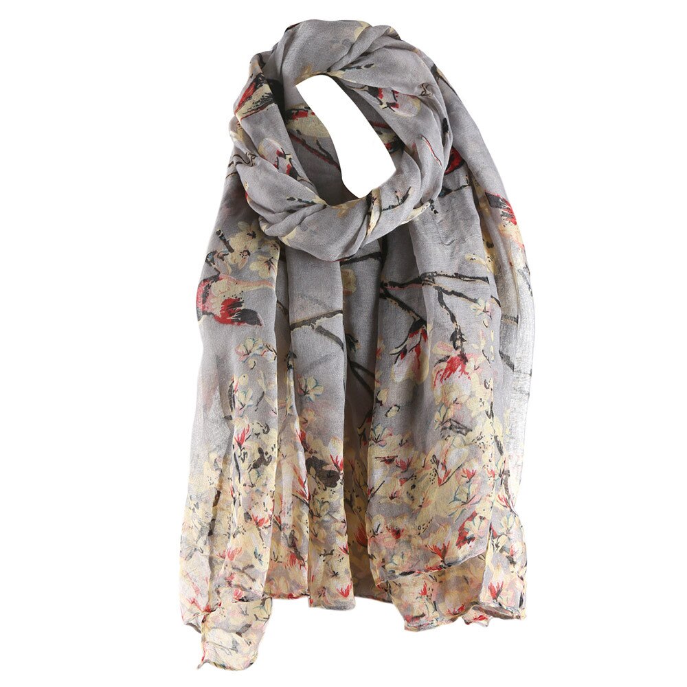 Women Printing Scarves Chiffon Silk Scarf Long Soft Wrap Simulation Silk Shawl Ladies Beach Scarf Shawl Bandana