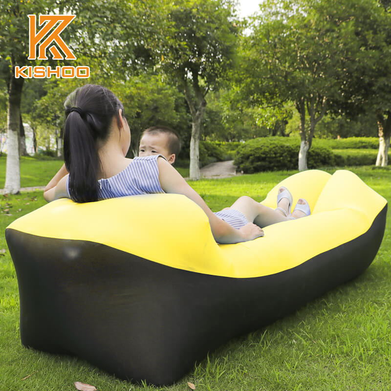 aufblasbare Liege Luft Sofa Tragbare Wasser nachweisen Anti-Luft Undicht Ideal Couch für Hinterhof sehen Strand Luft Couch: Schwarz und Gelb