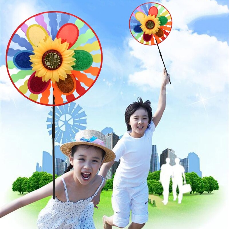Sunflower Windmill Wind Spinner Sequins Whirligig Wheel Home Yard Party Decor 124D