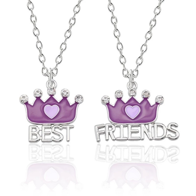 Paar Roze Blauw Hart Gebroken Beste Vrienden Ketting Hanger Ketting BFF Vriendschap Leuke Sieraden Cadeaus Voor Kinderen 2 stks/set: Blauw
