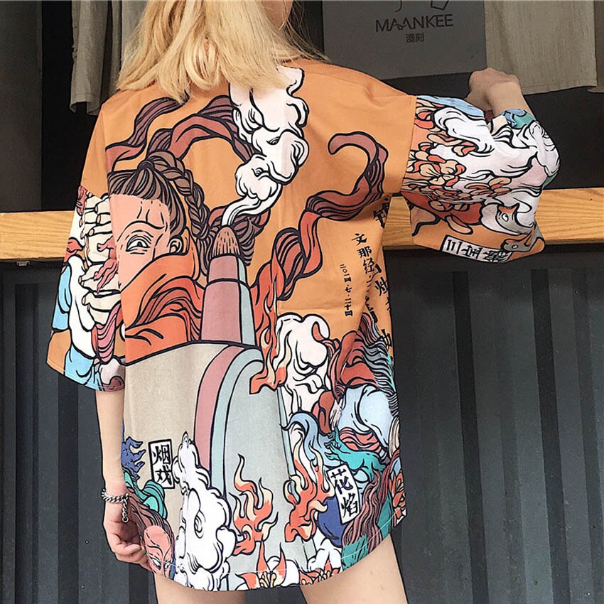 Estilo japonês homem ukiyo-e haori quimono tradicional harajuku japão feminino protetor solar xale samurai traje lazer yukata cadigan