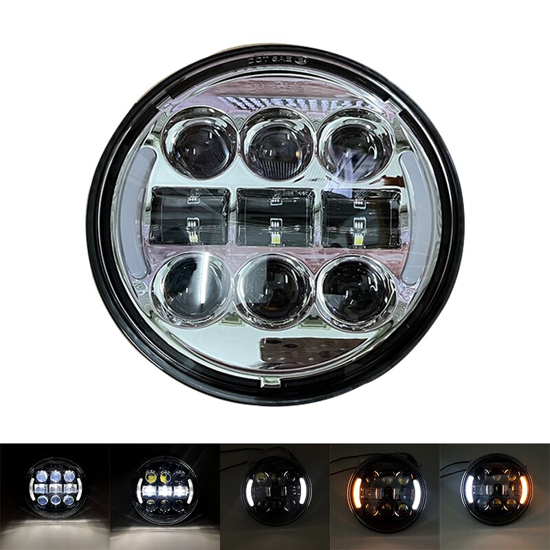 5.75&quot; inch LED Projector Headlight with Halo Angel Eyes White DRL Lights for Honda Shadow Aero Phantom VLX 600 750 VT 1100: B Chrome