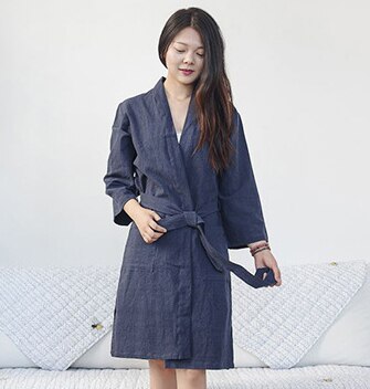 Mannen Vrouwen Koppels Japanse Stijl Yukata Kimono Pyjama Badjas Chinese Katoen Linnen Vest Ongedwongen Thuis Badjassen Nachtkleding: Blue / Men One Size