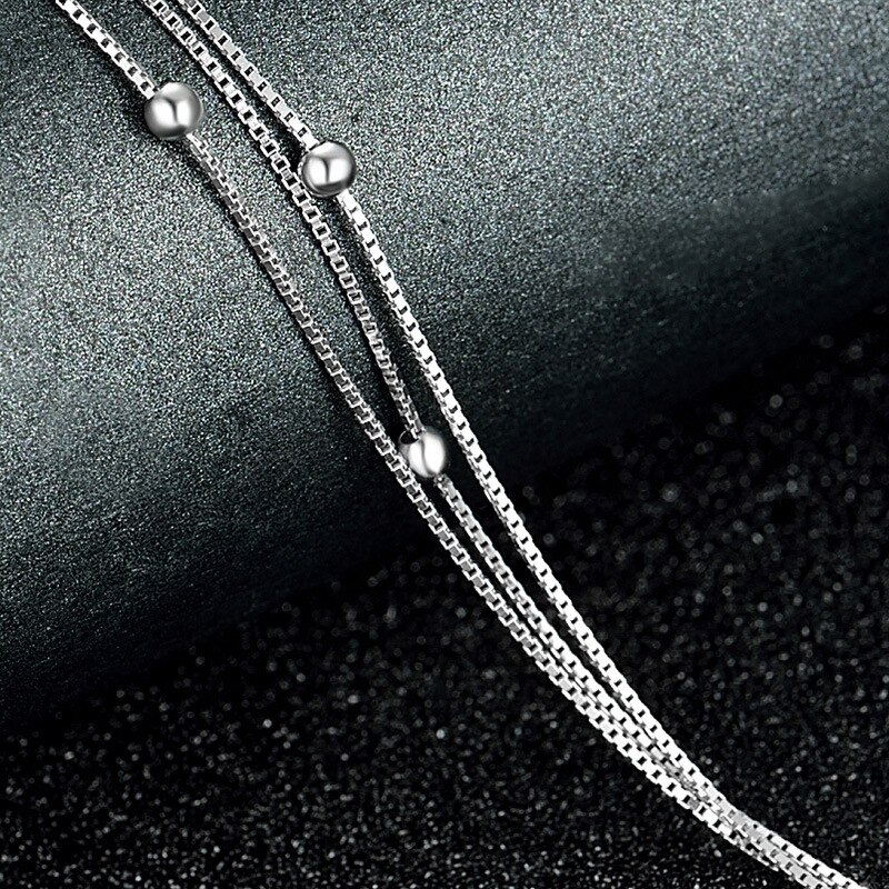 925 Sterling Zilver Kleur Enkelbandje Halhal Voor Vrouw Meisje Charm 3 Mm Lucky Kralen Zilveren Kleur Enkelband Sieraden Liefde Verrassingen