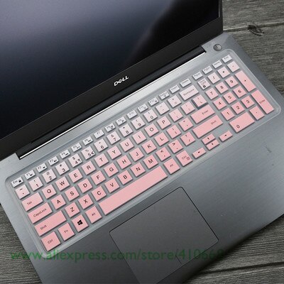 15.6 inch Silicone laptop keyboard cover skin Protector For Dell inspiron Vostro 3000 7559Ins 15P 15 7000 7568 15-7560 2528: Gradual pink