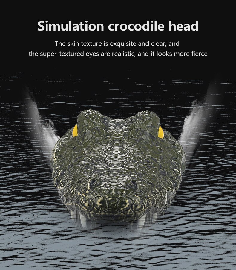 RC Boat Simulation Crocodile Head 2.4G Remote Control Joke Alligator Decoy Electric Toys Summer Water Spoof Toys for Boys