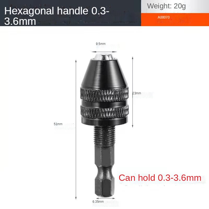 -Selling Fast Three-Claw Chuck Hexagonal Handle Electric Drill Conversion Joint Twist Drill Chuck Electric Grinder Drill Chuc: Silver