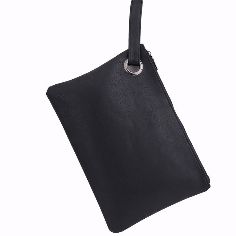 Solid Handbag Women's Clutch Bag Leather Women Envelope Bag Zipper Evening Bag Female Clutches Handbag: Black