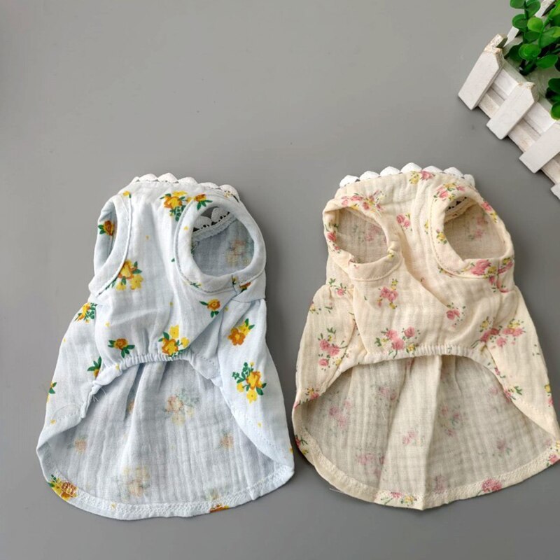 Vestido para perro, prenda para cachorro, vestido de princesa para Chihuahua, ropa con estampado de flores, falda pequeña Floral para perro