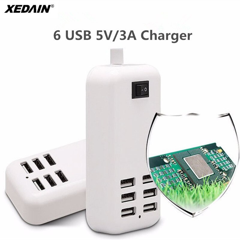 XEDAIN 6 Ports téléphone chargeur USB 5 V/3A ue/US adaptateur de prise téléphone portable universel pour iPhone iPad Samsung charge murale Multiple