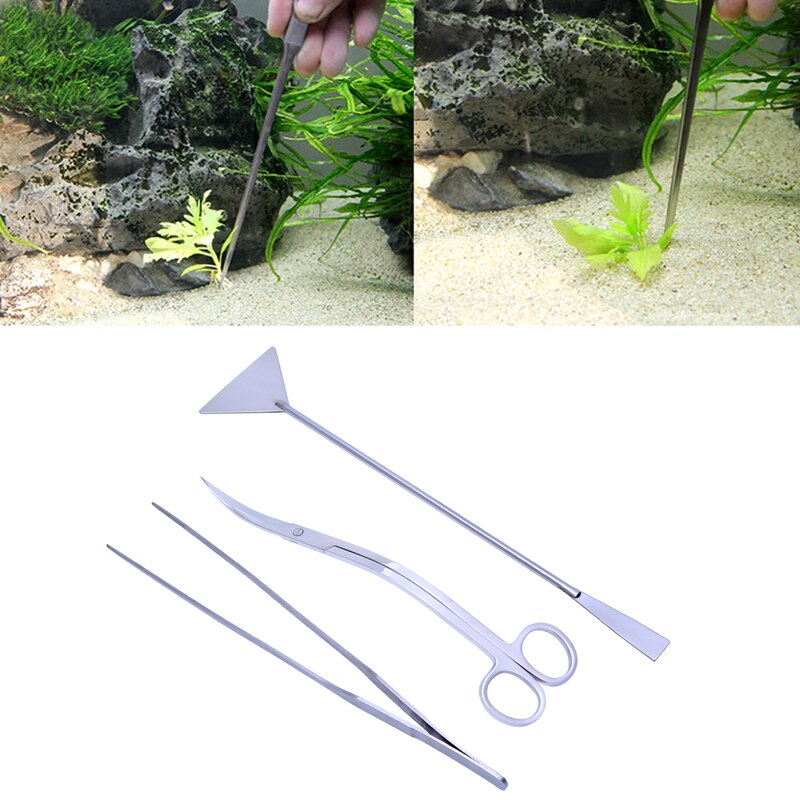 J2FB 3Pcs Aquarium Aquatisch Levende Planten Onderhoud Pincet Schaar Leveler Tool Kit