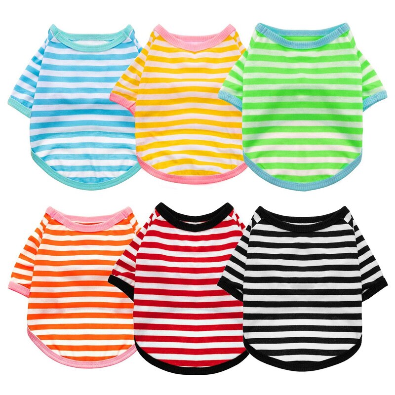 De rayas de verano perro camiseta chaleco ropa para mascotas para pequeños perros Yorkshire Terrier Shih Tzu camisas cachorro gato ropa de chaleco para perro