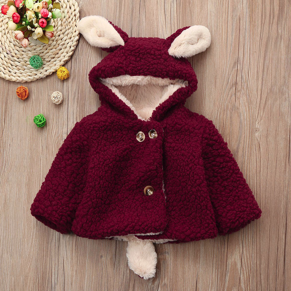 ARLONEET Jacke Baby Niedlichen Kaninchen Ohren Kapuzenmantel Kleinkind Für Mädchen Jungen Herbst Winter Mantel Dicke Warme freundlicher Kleidung BFOF: RD / 3T