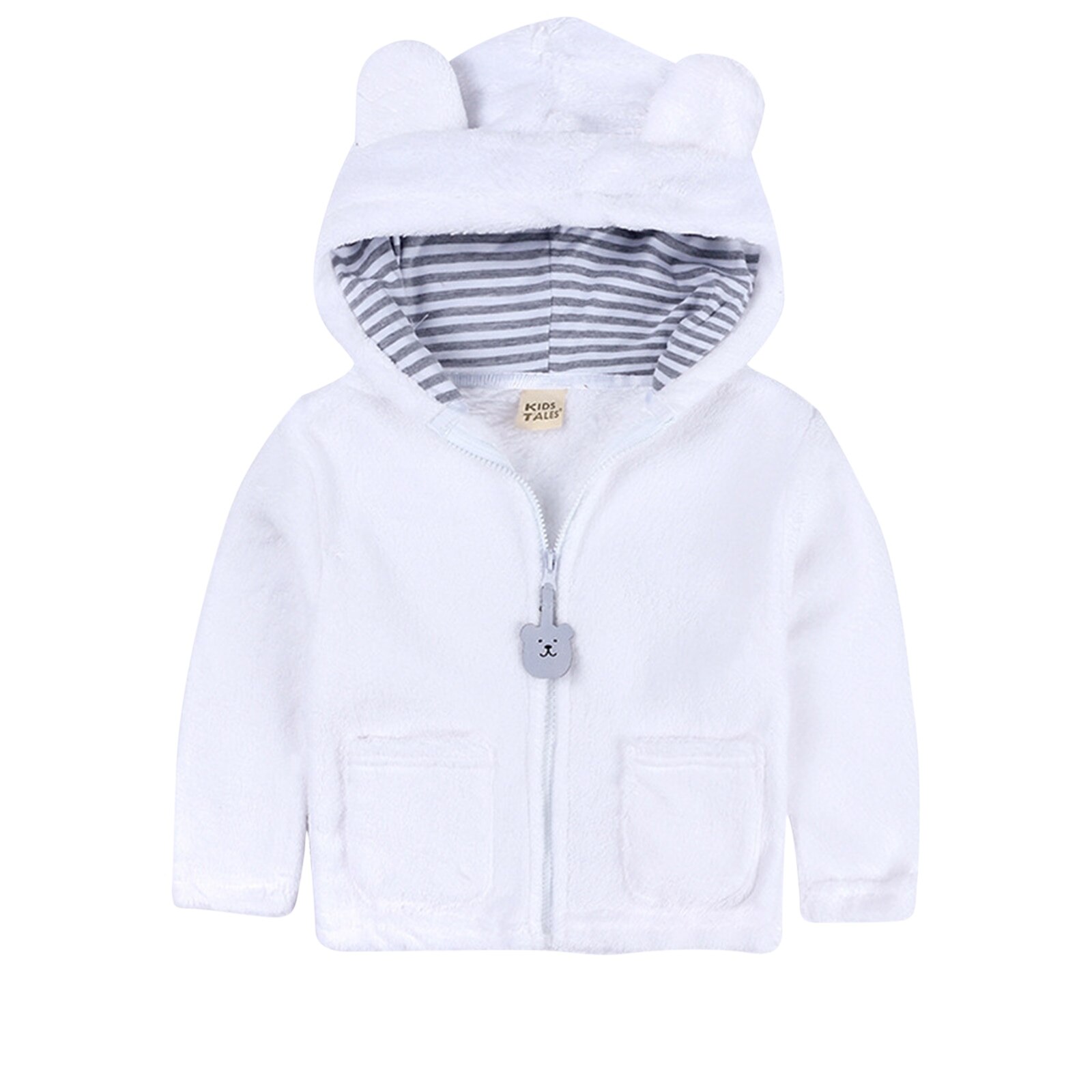 Baby Meisjes Jas Kids Jongens Mode Jassen Kunstmatige Bont Warm Hooded Herfst Winter Meisjes Baby Kleding Kinderen Jas: white / 24