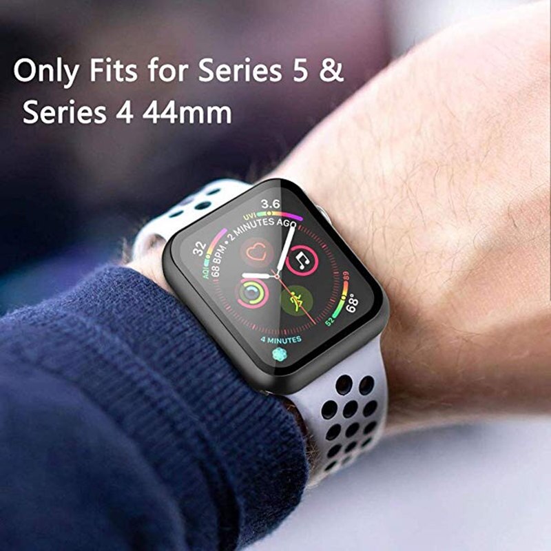 Hardt etui til apple watch series 5/4 40mm 44mm med skjermbeskytter herdet glass beskyttelsesdeksel for iwatch