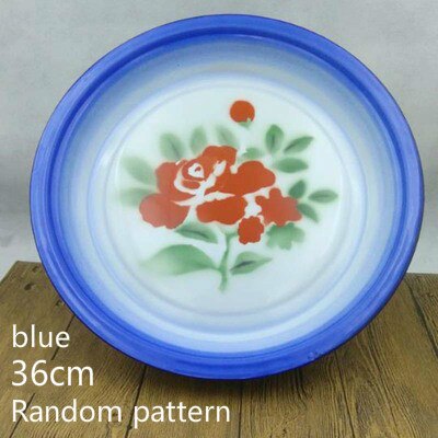 Disco de esmalte nostálgico antiguo, plato de té esmaltado, plato de fruta esmaltado, estilo chino.: Blue-36cm
