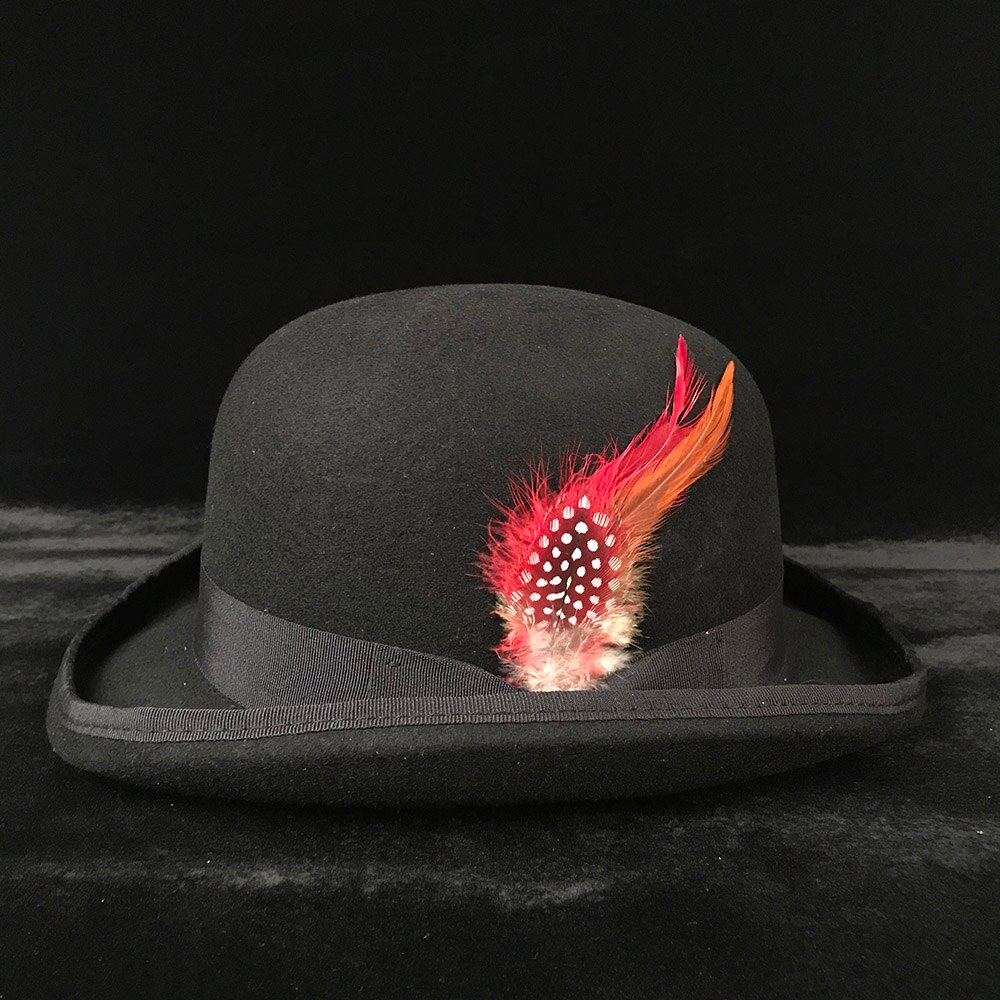 100% Australia Wool Felt Derby Bowler Hat Men Women Dress Tuxedo Costume Steampunk Derby Cap 4Szie S M L XL
