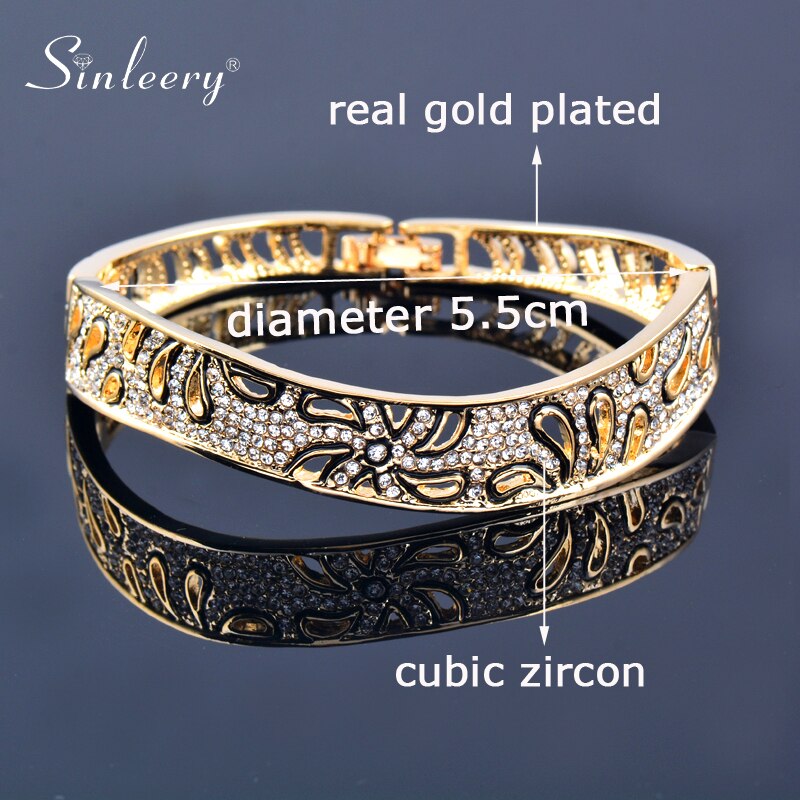 SINLEERY Luxury Hollow Flower Bangles For Women Rose Gold Silver Color Crystal Bracelets Best Friends SL092 SSI