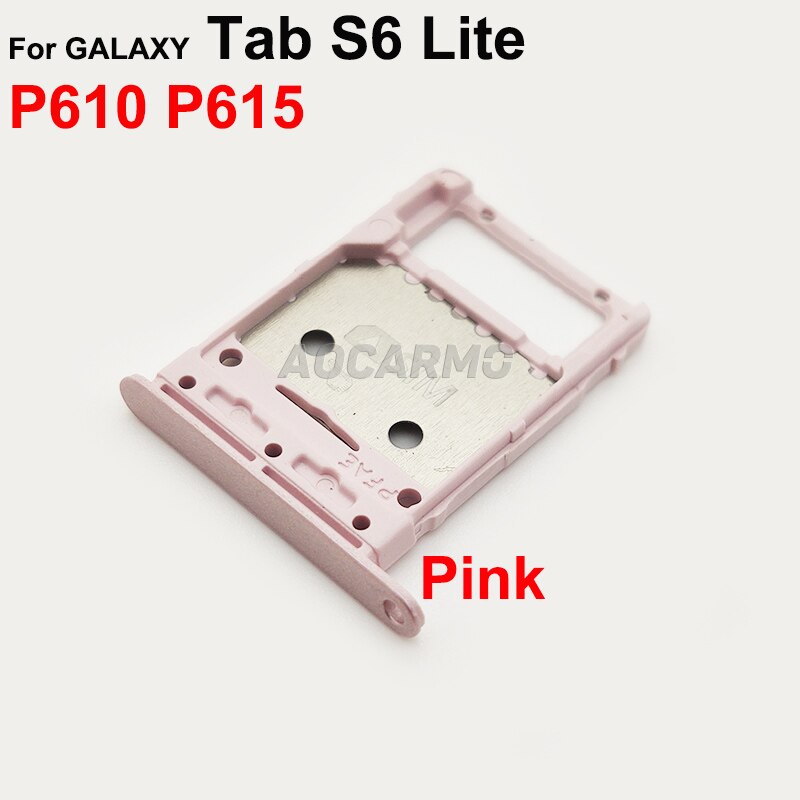 Aocarmo Voor Samsung Galaxy Tab S6 Lite P610 P615 4G Lte Microsd Houder Nano Sim Card Tray Slot Vervanging deel: Pink