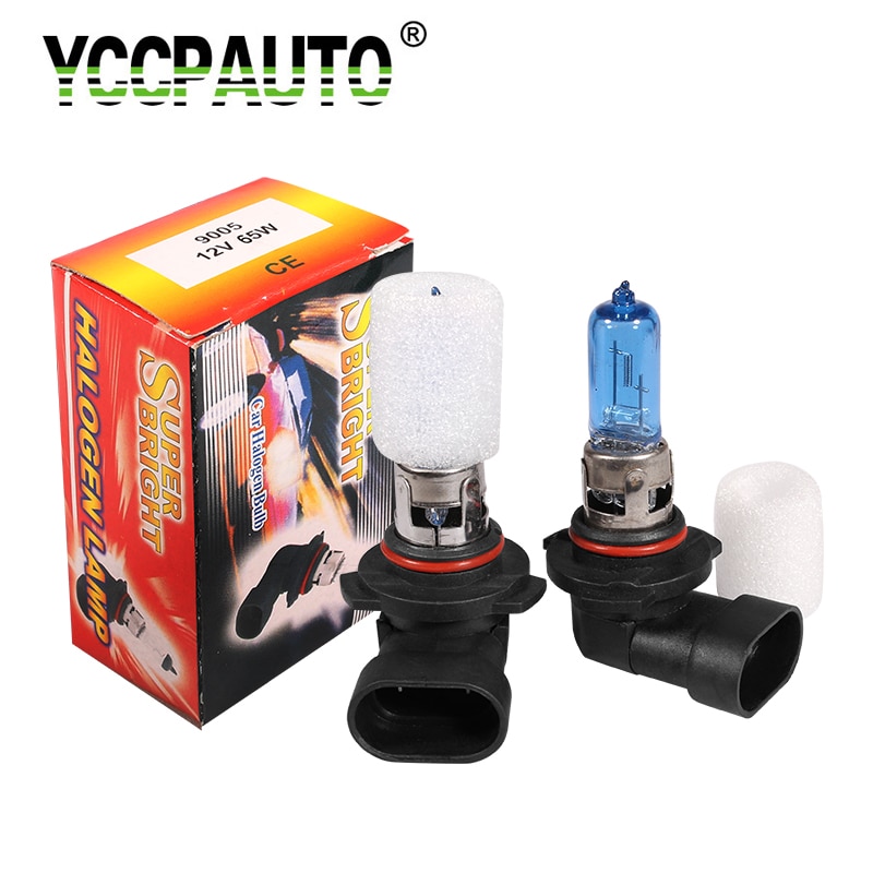 Yccpauto 2Pcs HB3 9005 65W Car Halogeen Koplamp Wit Quartz Glas Lamp Auto Mist Verlichting Lamp 5500K 12V