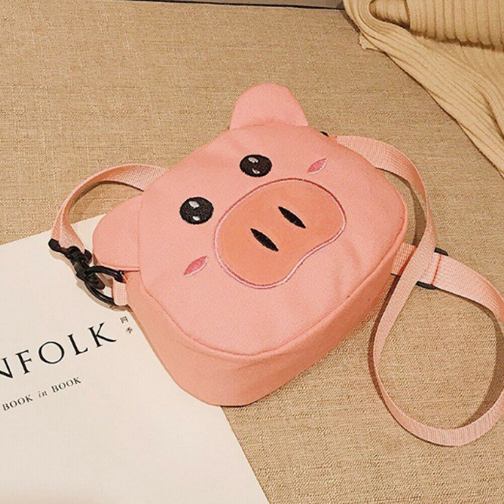 frauen Handtasche Nette Karikatur Schwein Mini Tasche Fräulein draussen Schulter Tasche Leinwand lässig Umhängetasche Bote Tasche: Rosa