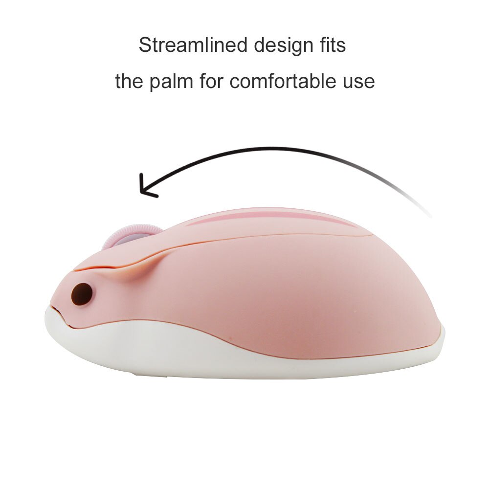 CHUYI-ratón óptico inalámbrico USB para niña, Mouse pequeño de mano con de hámster de dibujos animados, 2,4G, 1200 DPI