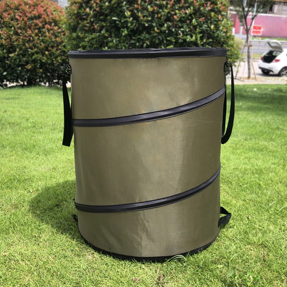Bolsa de jardinería Oxford, cubo de basura de tela impermeable para el hogar con asas para exteriores, contenedor plegable de 10 galones