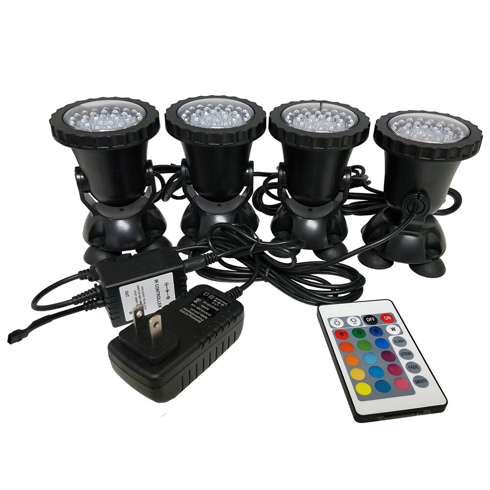 Aquarium Lamp 1 Set 4 Lights Underwater Spotlight Aquarium LED Lighting Light RGB Fish Tank Swimming Pool Light D20: US Plug