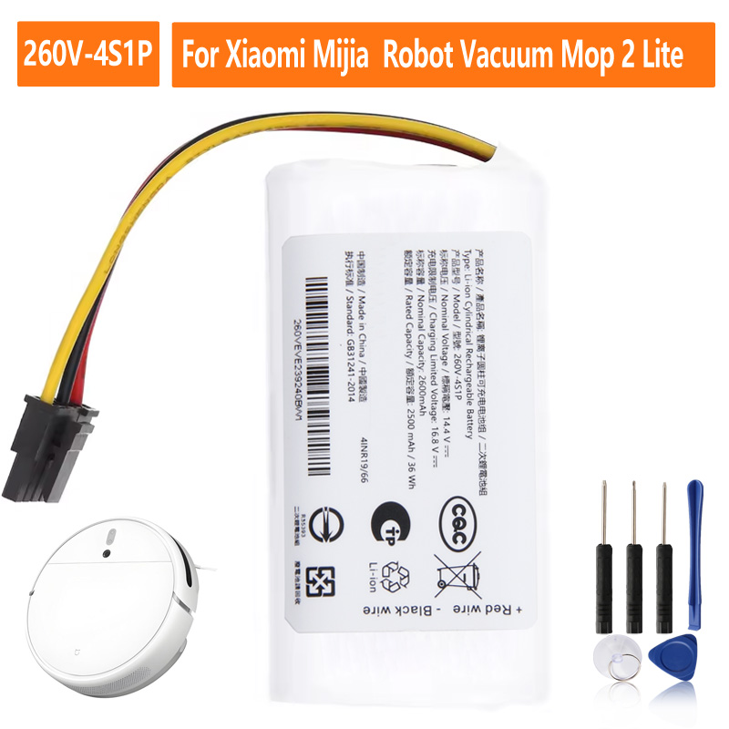 Nueva batería de repuesto 260V-4S1P para Xiaomi Mijia Mi Robot aspirador de barrido y fregado E10 E10c C103 Mop 2 Lite 2600mAh