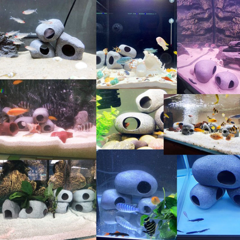 Keramische Aquarium Decor Cichlid Stone Rock Cave Stone Decoratie Aquarium Fokken Behuizing Onderdak Ornament Voor Vis Garnalen