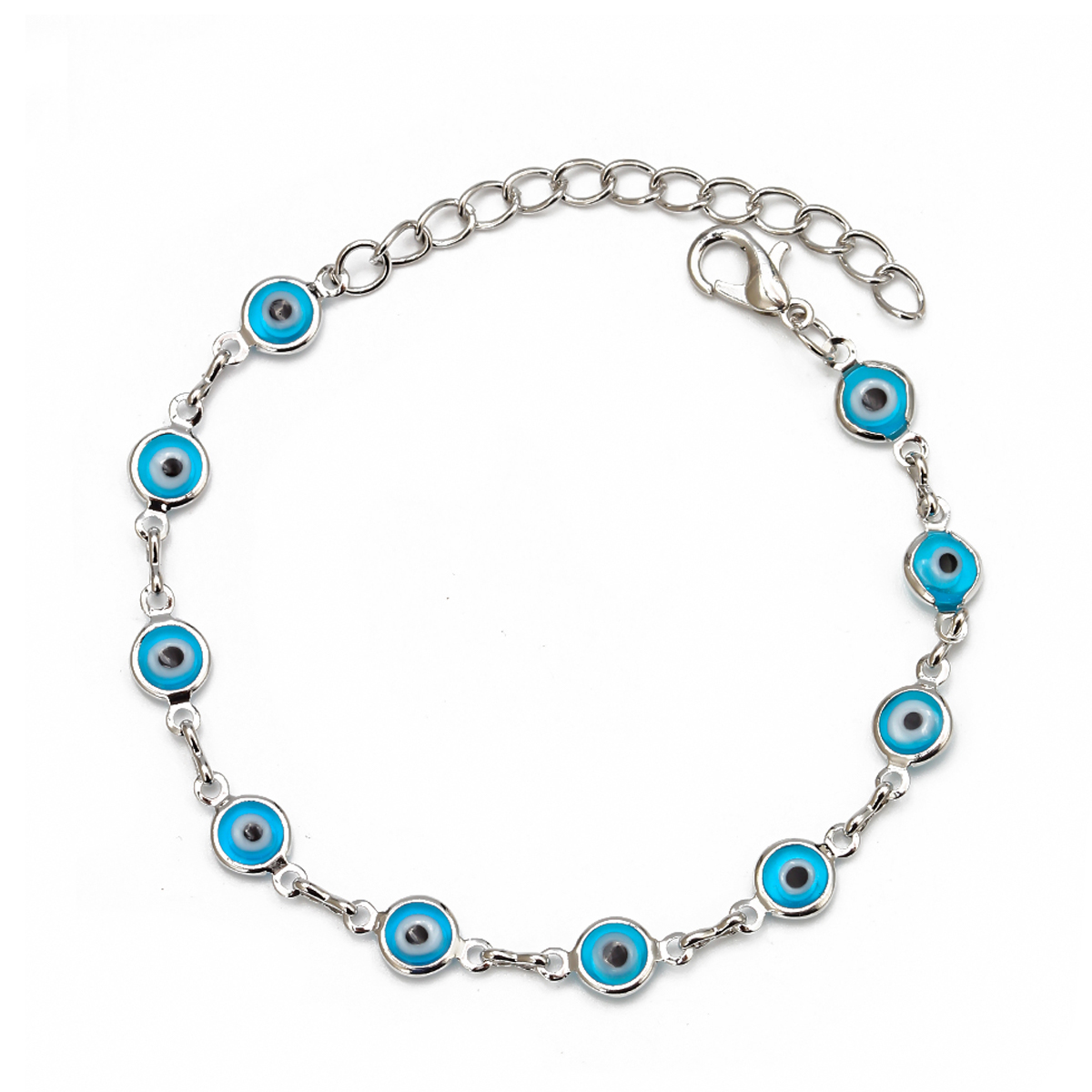 Pulsera con dije de mal de ojo turco azul de ojo de la suerte, pulsera de cadena de aleación ajustable para mujeres y hombres, joyería, pulseras, bisutería